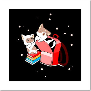 Cute Kittens School Books & Bag Back To School Posters and Art